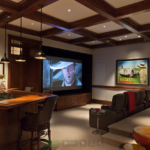 A beautiful living area with a big television